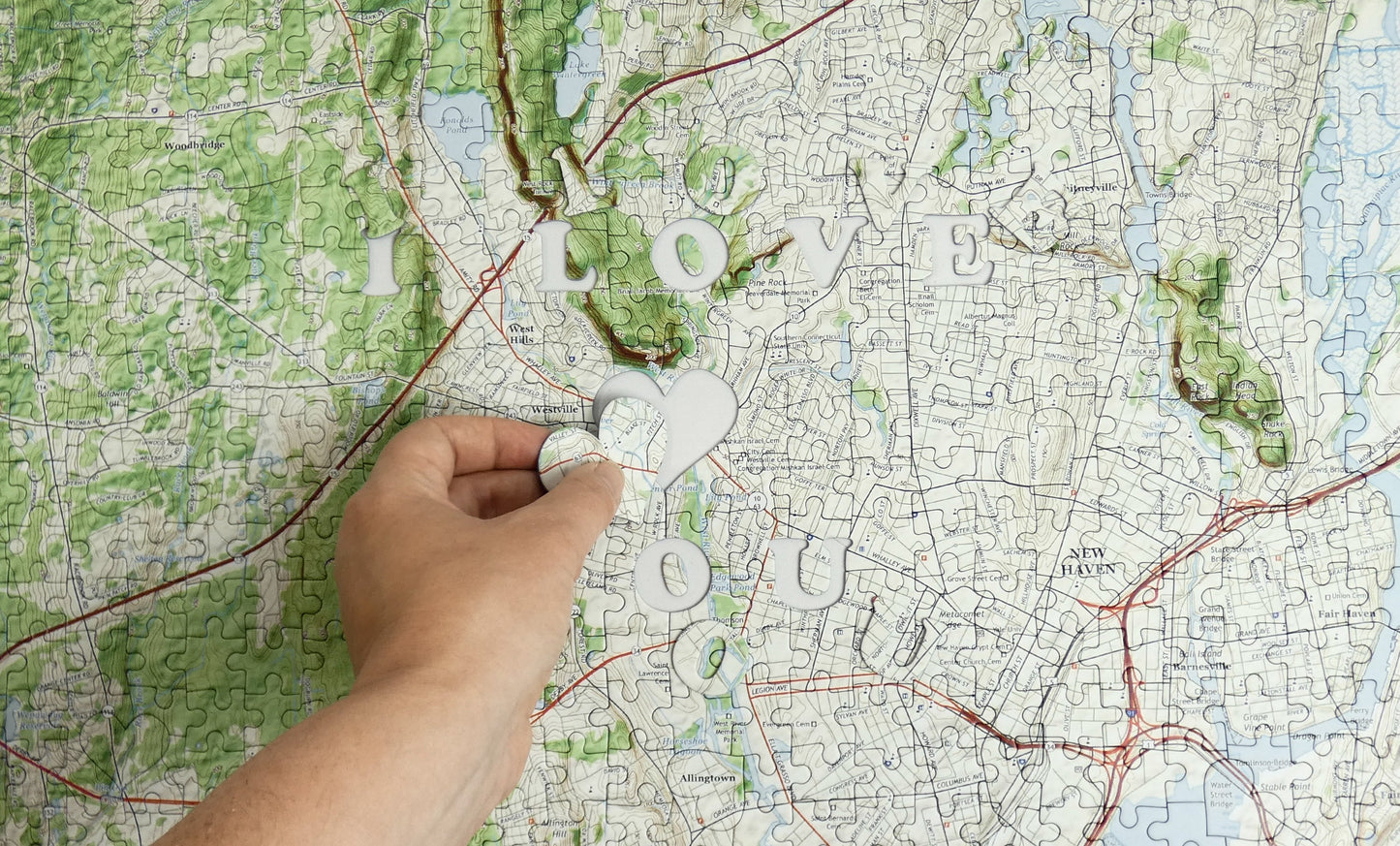 I Love You - Hometown US Map Puzzle