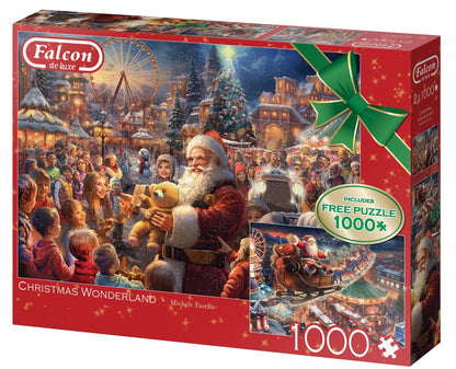 Falcon De Luxe Christmas Wonderland 2 x 1000 Piece Jigsaw Puzzles