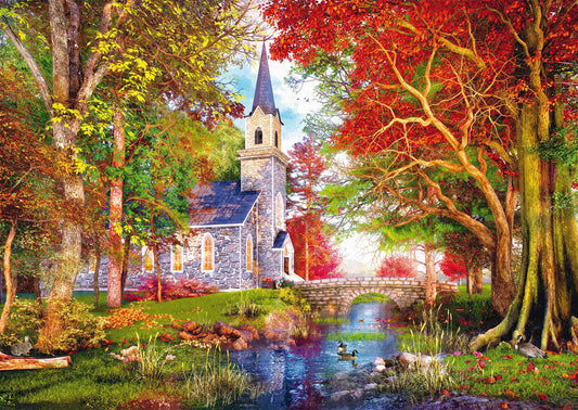 Chapel in Autumn Magic 1000 Piece Jigsaw Puzzle