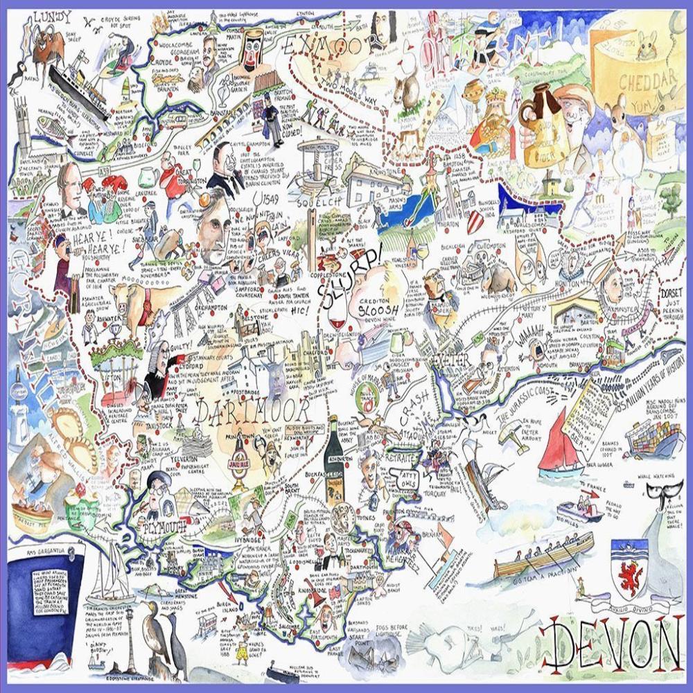 Tim Bulmer's Devon Map Jigsaw & Tea Towel Gift Bundle