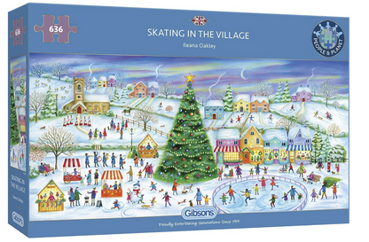 Skating in the Village 636 Piece Jigsaw Puzzle