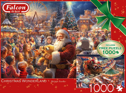 Falcon De Luxe Christmas Wonderland 2 x 1000 Piece Jigsaw Puzzles