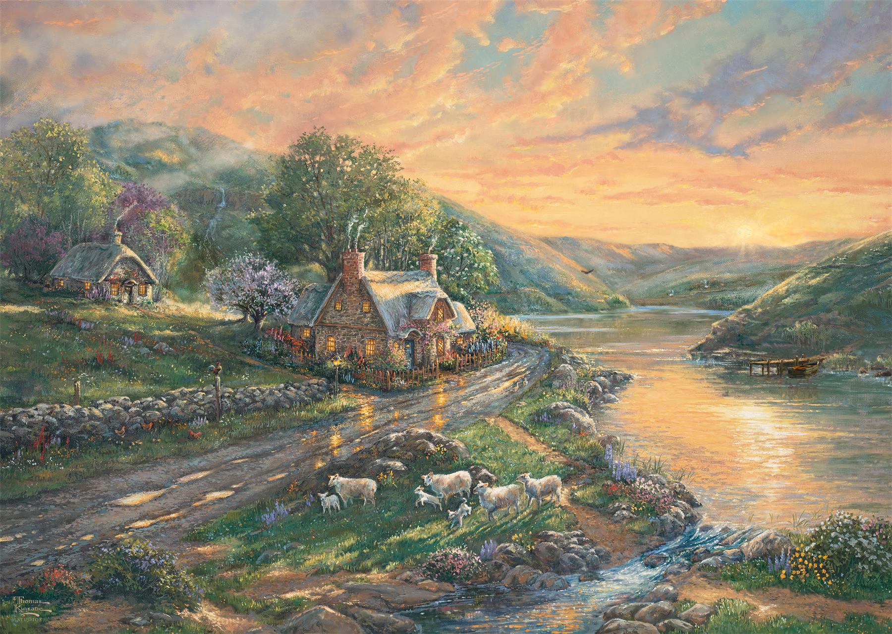 Thomas Kinkade: Daybreak In Emerald Valley 1000 Piece Jigsaw Puzzle ...