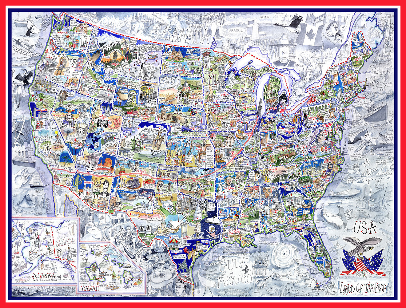 USA Map - Tim Bulmer 1000 Piece Jigsaw Puzzle