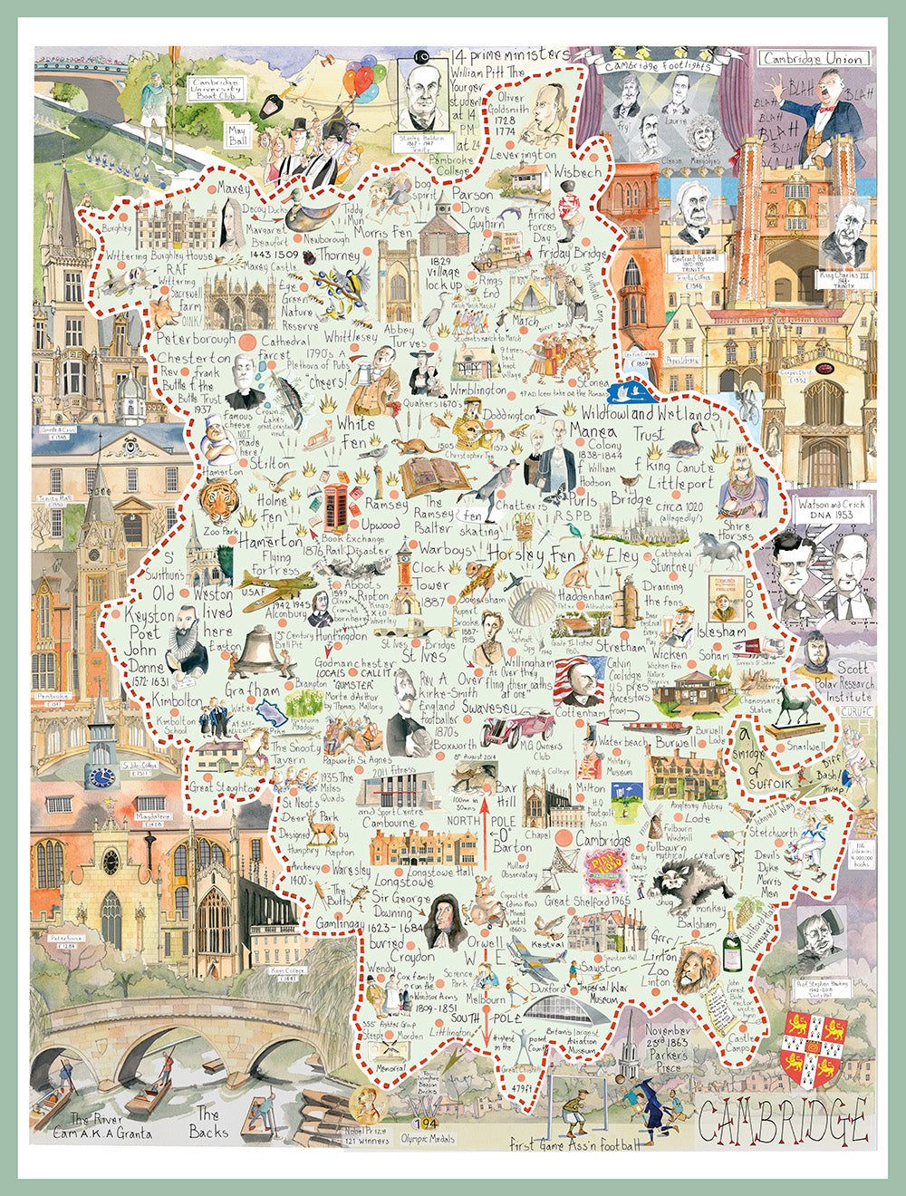 Tim Bulmer's Map of Cambridge 1000 Piece Jigsaw Puzzle