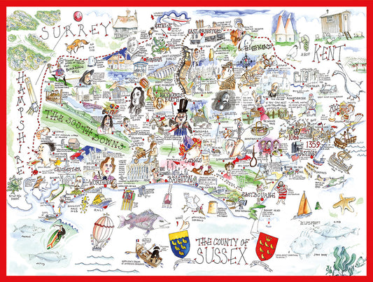 Map of Sussex - Tim Bulmer 1000 Piece Jigsaw Puzzle