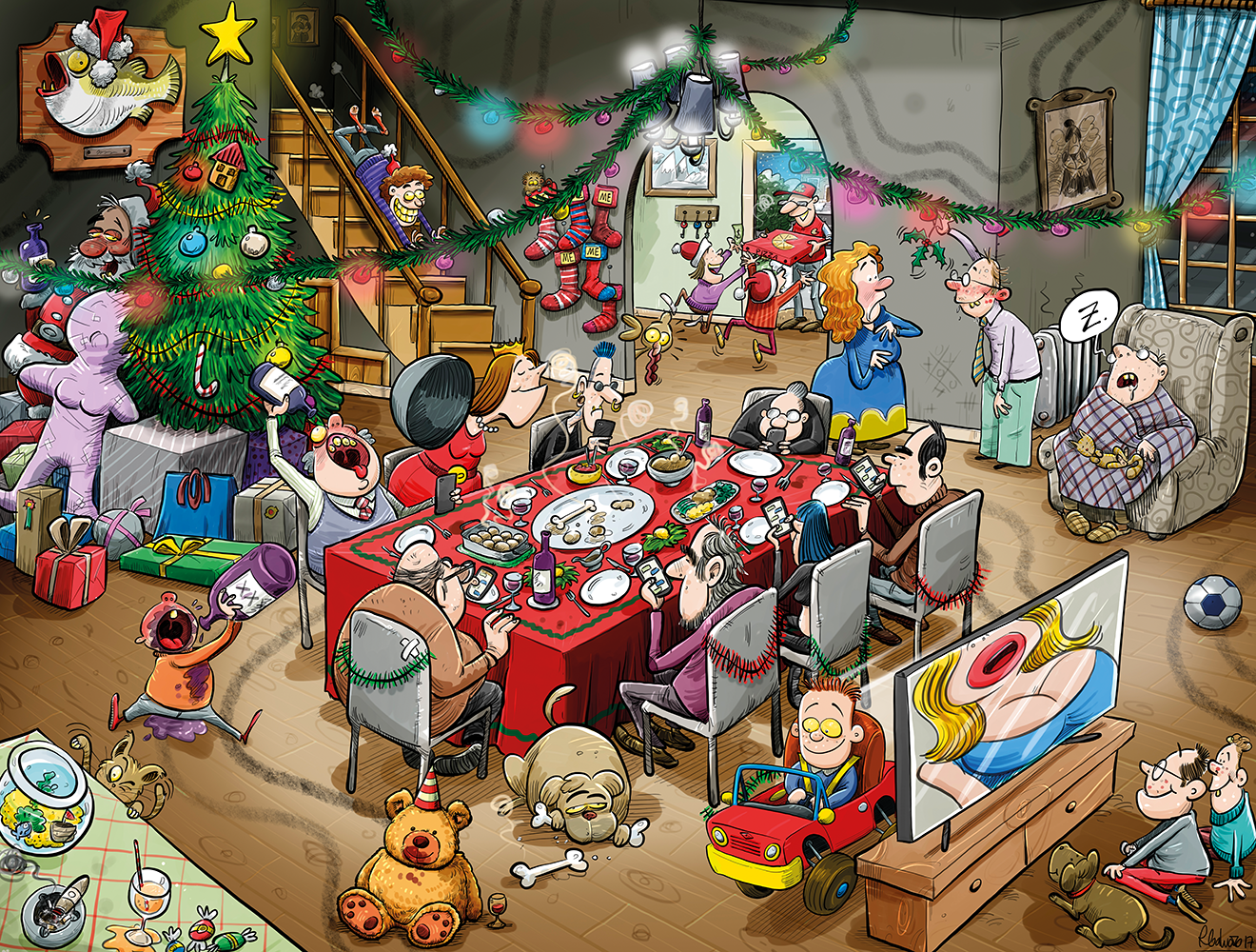 Chaos at Christmas Lunch - No. 11 1000 or 500 Piece Jigsaw Puzzles