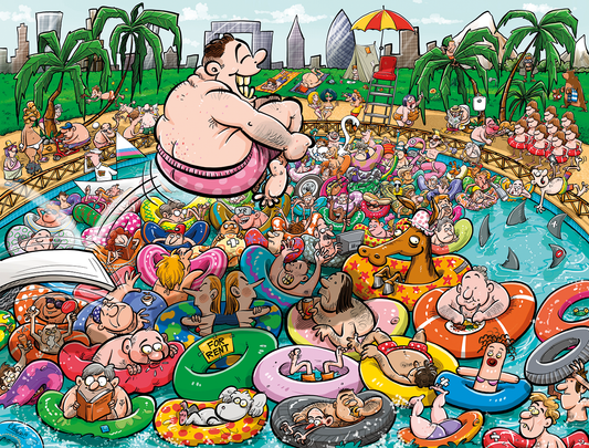 Chaos at the Swimming Pool - No.19 1000 Piece Jigsaw Puzzle