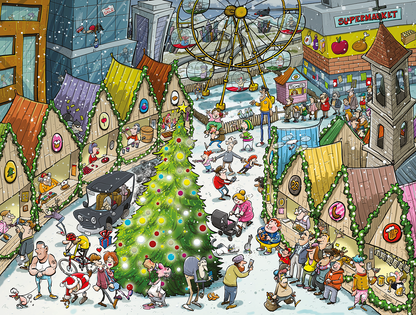 PRE-ORDER D'jigsaw Vu at the Christmas Market 2 x 1000 Jigsaw Puzzles