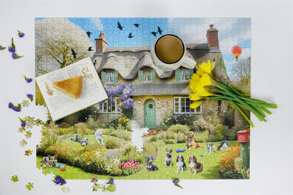 Dogs In A Spring Cottage Garden 1000 Piece Jigsaw