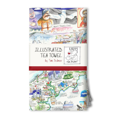 Tim Bulmer's Cornwall Map Jigsaw and Tea Towel Gift Bundle