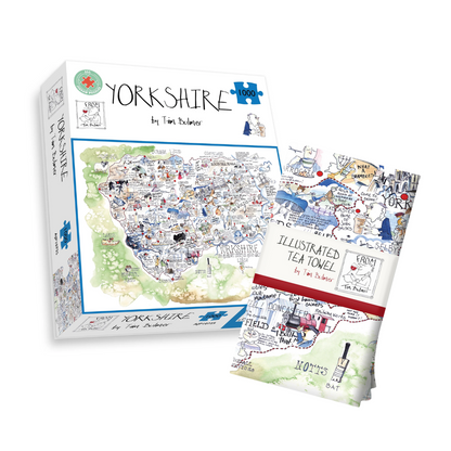 Tim Bulmer's Yorkshire Map Jigsaw & Tea Towel Gift Bundle