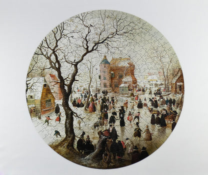 A Winter Scene with Skaters near a Castle - National Gallery 400 Piece Circular Jigsaw Puzzle