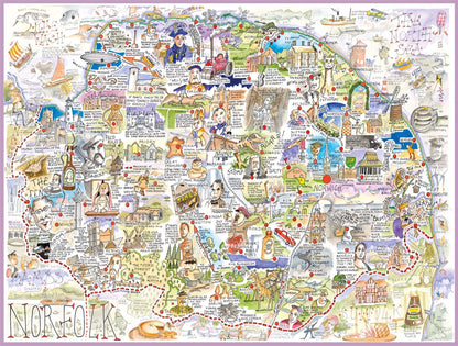 Map of Norfolk - Tim Bulmer 1000 Piece Jigsaw Puzzle