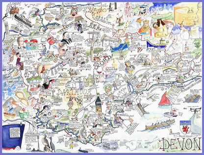 Jigsaw Puzzle - Comical Map Of Devon - Tim Bulmer 1000 Piece Jigsaw Puzzle