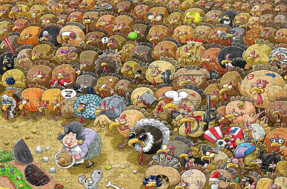 Christmas Chaos at Turkey Farm - No.3 300 Piece Wooden Jigsaw Puzzle